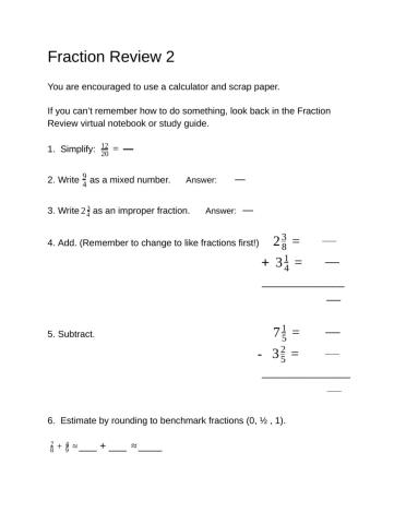 Fraction Review 2