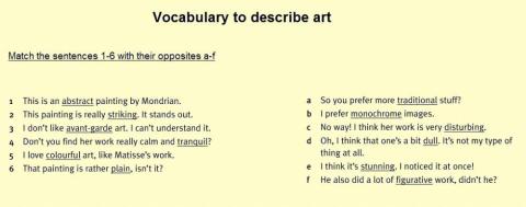 Vocabulary about art
