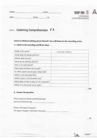 DI5 1.3 Listening Comprehension 1- Unit 1- A
