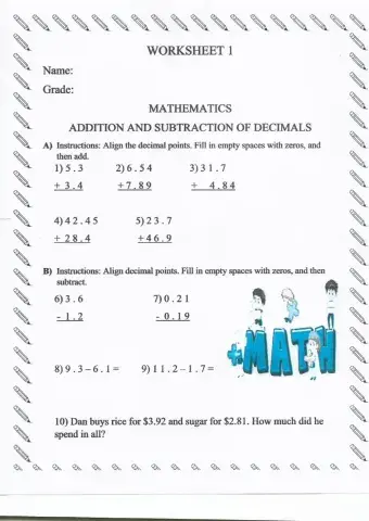 Adding & Subtracting Decimals