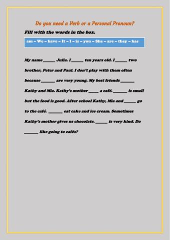 Personal Pronoun or Verb