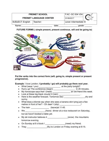 Future forms worksheet