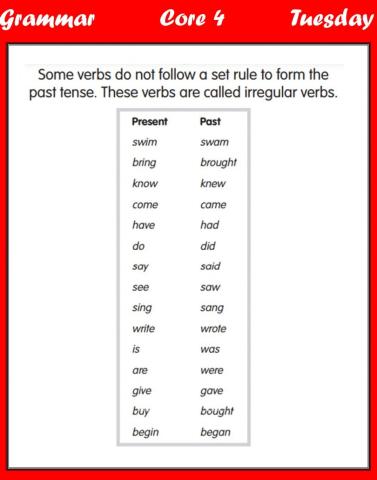 Grammar - Irregular Verbs A