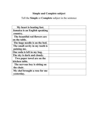 Simple and Complete Subject