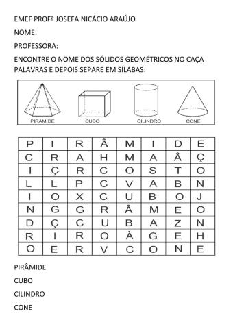 Caça palavras sólidos