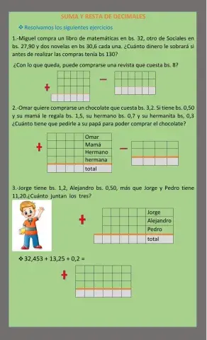 Suma y resta de números decimales