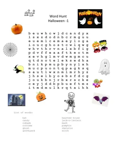 Halloween Word Search