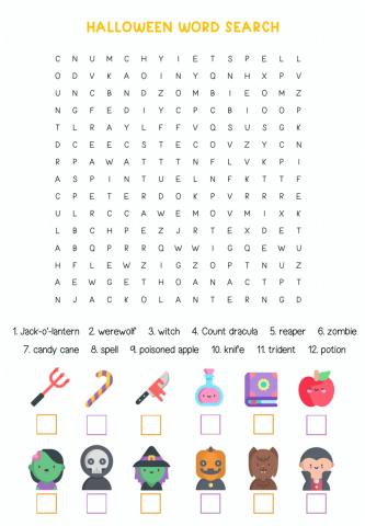 Halloween word search