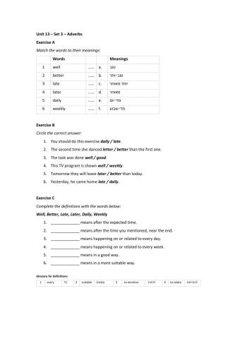 Band 1 (Core 1) - Unit 13 - Set 3