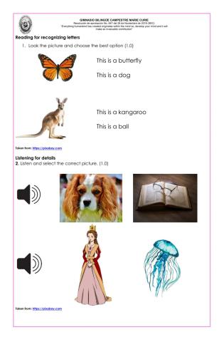 English Prekinder Exam