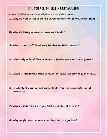 VOCABULARY The Science of Silk