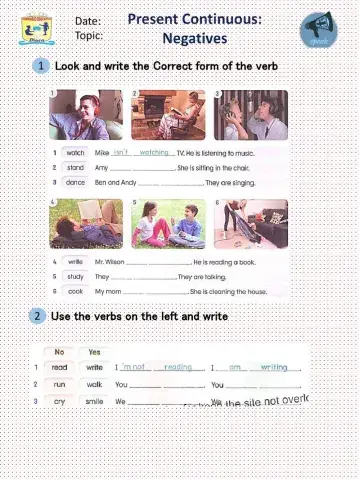 Present Continous Negatives 2