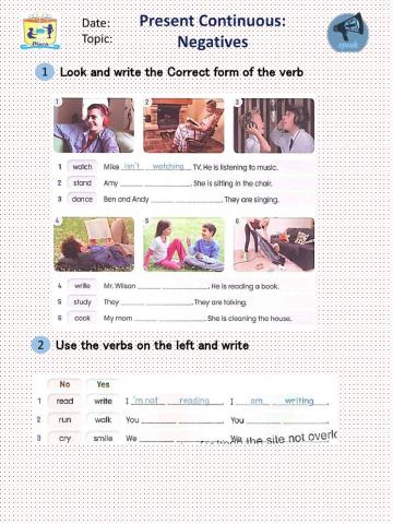 Present Continous Negatives 2