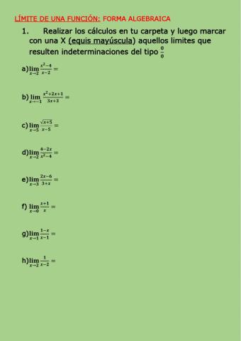 Limite en forma algebraica