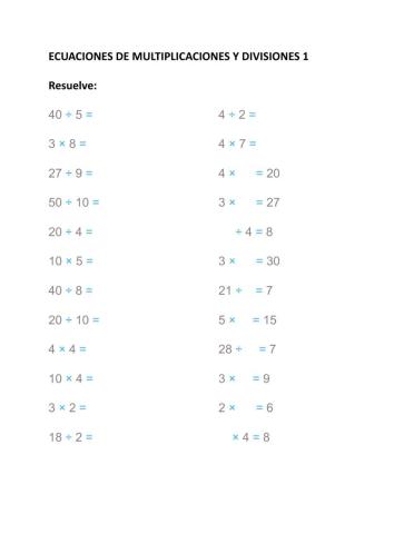 Multiplicaciones y divisiones