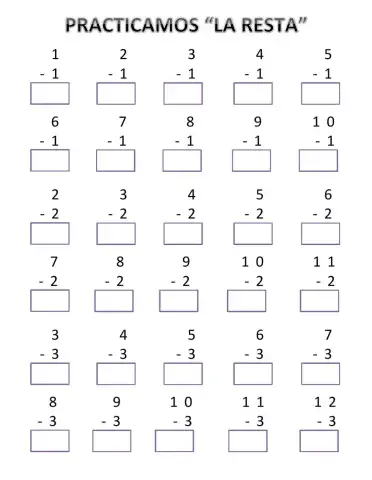 Practica de matemática Resta