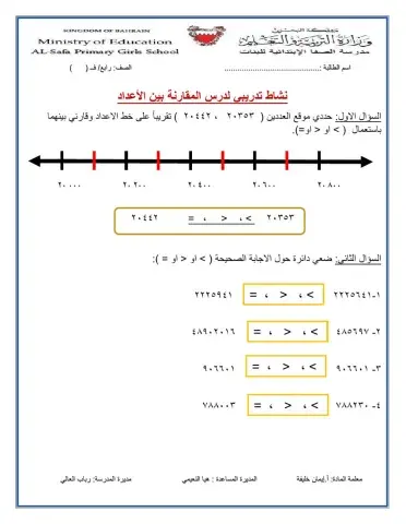 المقارنة بين الاعداد