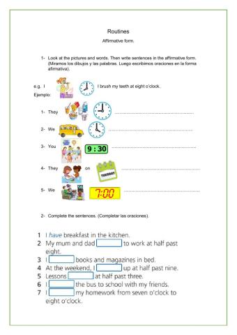 Routines affirmative form