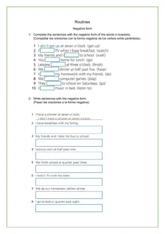 Routines negative form