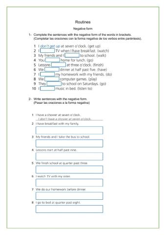 Routines negative form