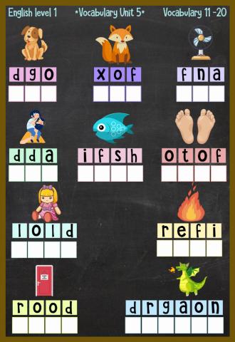 UNIT 5 Vocabulary words 11-20 Unscramble