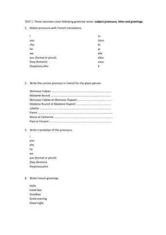 French subject pronouns, titles and greetings