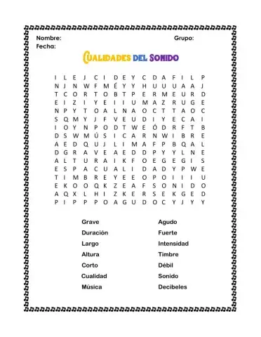 Crucigrama Conceptos del Sonido