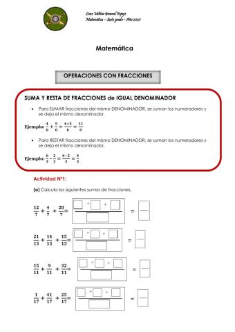 Operaciones (suma y resta) con fracciones