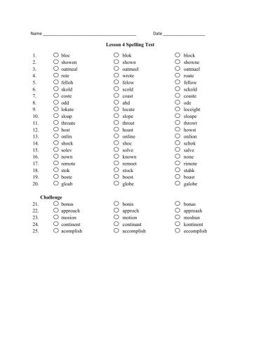 Journey  Spelling Test4