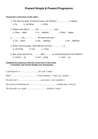 Present Simple and Progressive