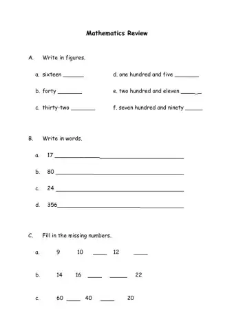 Mathematics Review Exercise 1