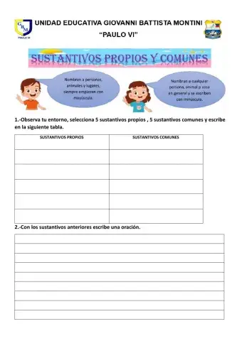 Sustantivos propios y comunes