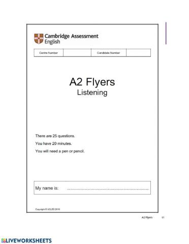 Flyers Listening Sample Test