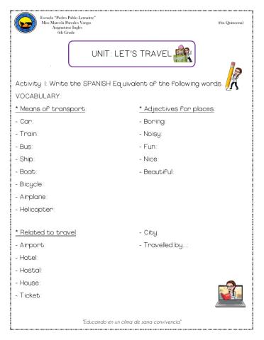 6th Grade - Let's Travel