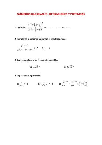Números racionales: operaciones y potencias