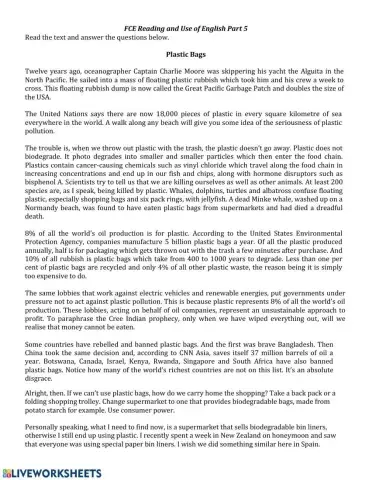 FCE Reading and Use of English Part 5