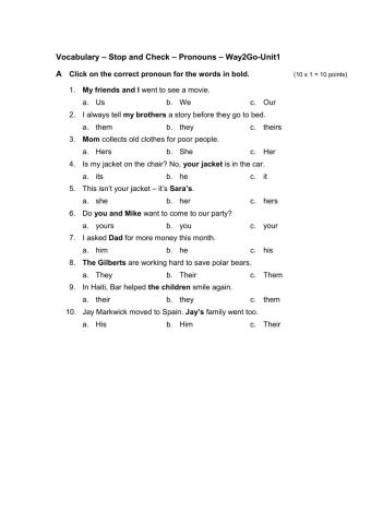 Way To Go - Pronouns - Uni1 - Stop and Check