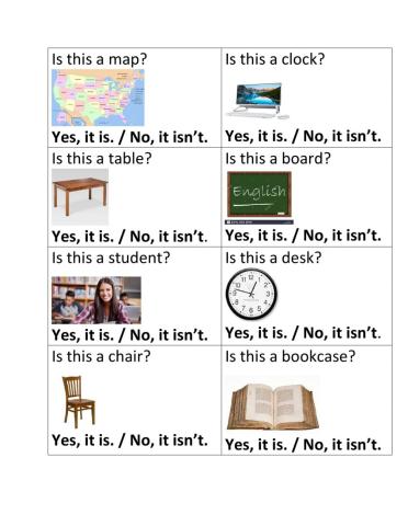 In the Classroom yes-No questions
