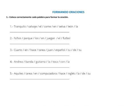 Concepto de oración y clasificación