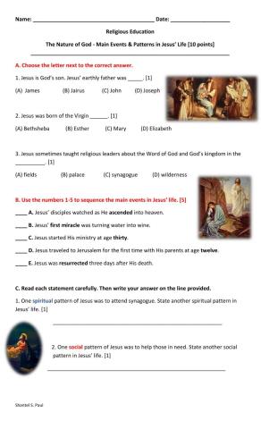 The Nature of God - Main Events and Patterns in Jesus Life