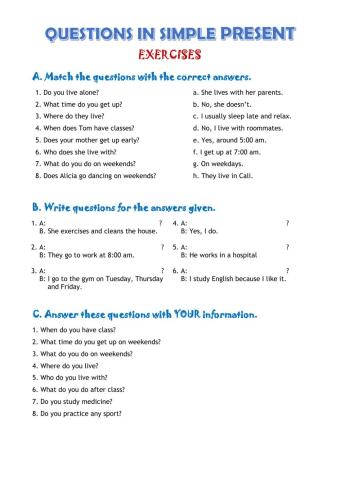 Questions - Simple present