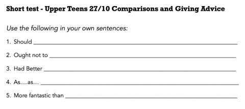 Teens Upper Short Test 1