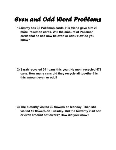 Even and Odd Word Problems