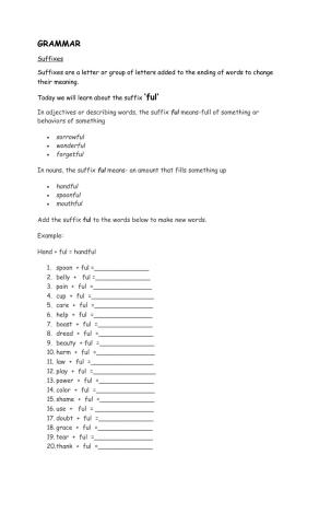 Suffixes- ful