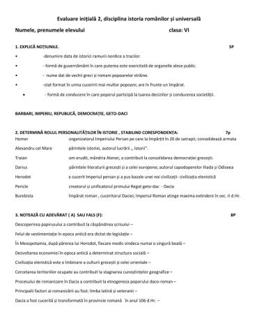 Evaluare inițială nr.2