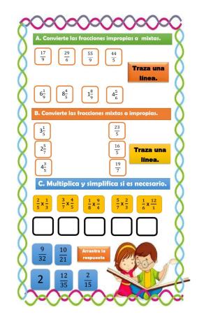 Convertir y multiplicar fracciones