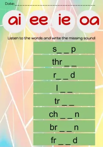 Digraphs: ai, ee, oa, ie