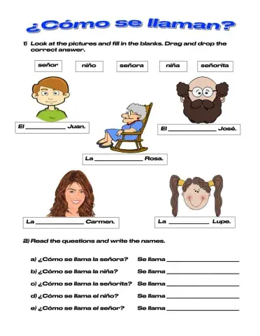 Como Se llama Grade 5 Assignment