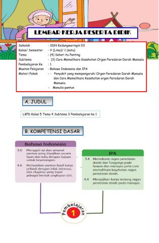 LKPD kelas 5 Tema 4 Subtema 3 Pembelajaran 1