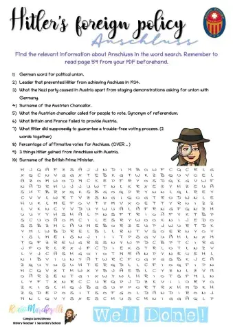 Anschluss Word search